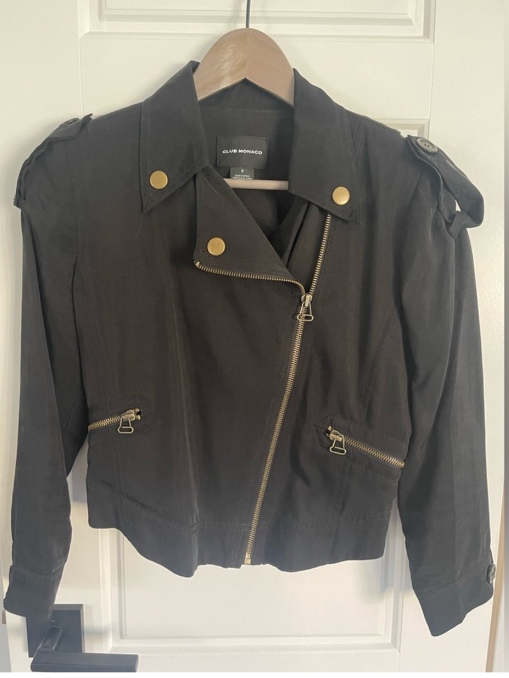 Club Monaco Black Cropped Jacket with Gold details